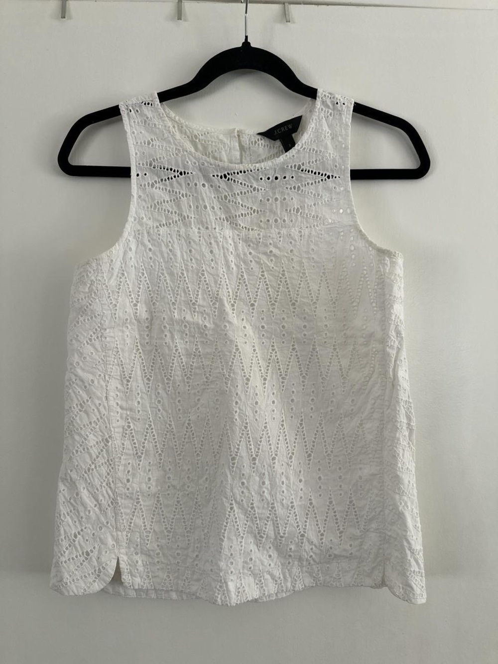 J. Crew White Eyelet Sleeveless Tank Top